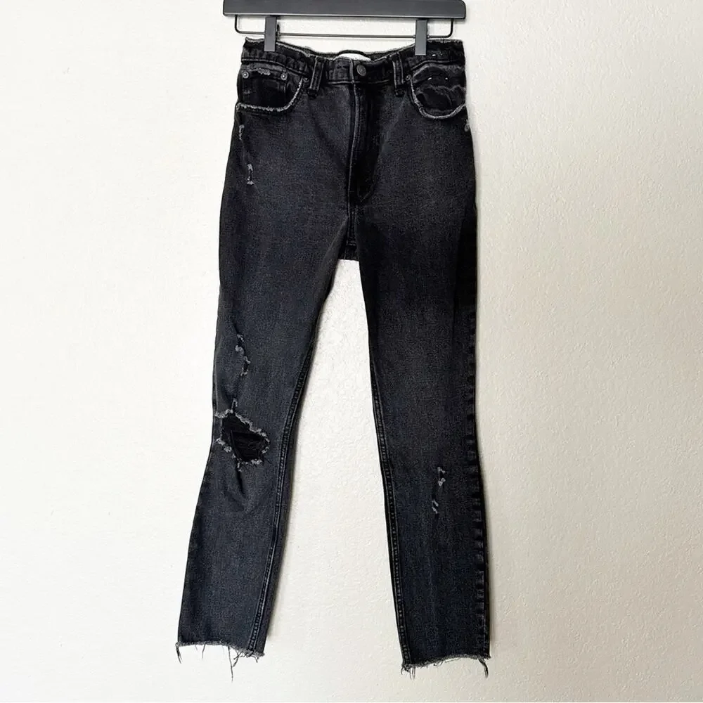 Abercrombie & Fitch Jeans Womens The‎ Skinny High Rise Distressed Black Size 25